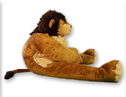 view of lion sleeping bag by snoozzoo from the side