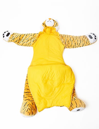 snoozzoo tiger sleeping bag open