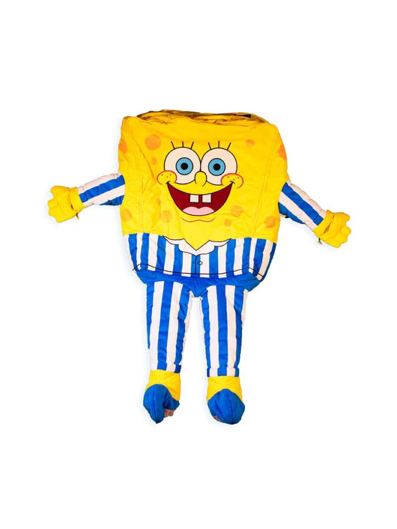 spongebob sleeping bag in blue striped pajamas