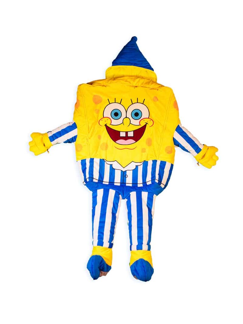 spongebob sleeping bag with a blue hat