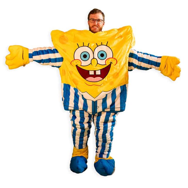 adult in spongebob squarepants sleeping bag by snoozoo