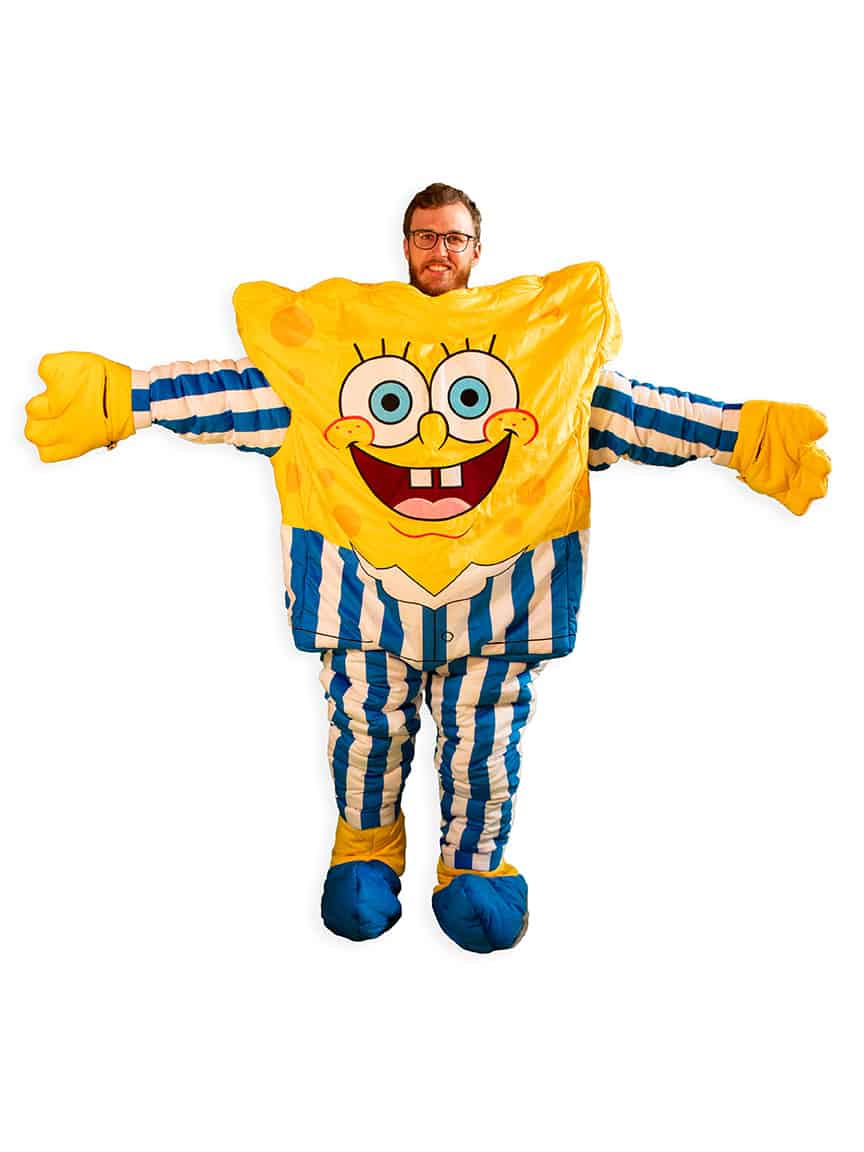 adult in spongebob squarepants sleeping bag by snoozoo