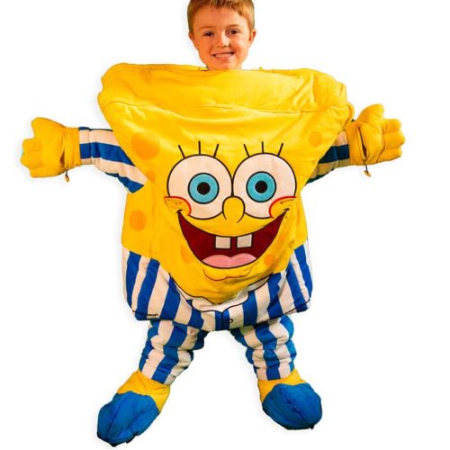 youth wearing spongebob squarepants sleepsack